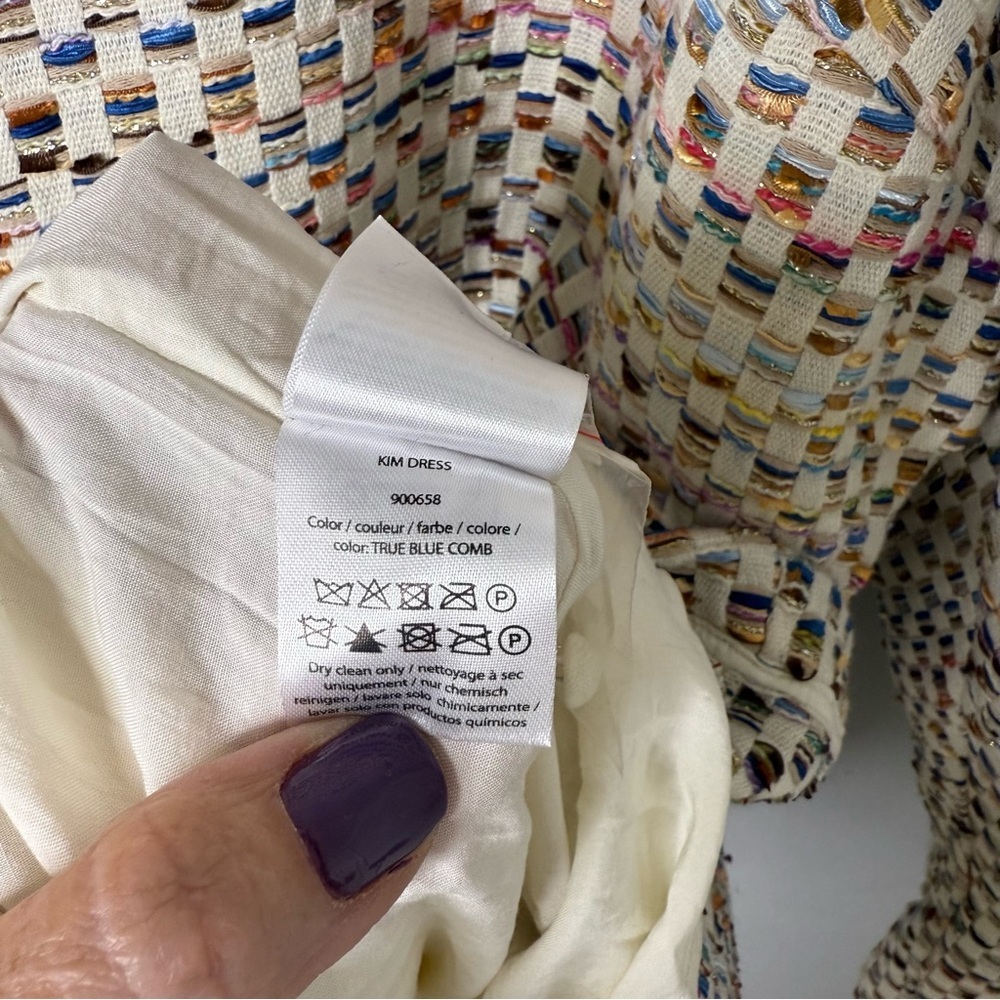 Rotate Birger Christensen Kim Multicolor Grid Mini Puff Sleeve Sheath Dress - Picture 13 of 14